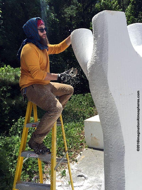Matt Ward Sculpts a tree for Imagination Atmospheres.